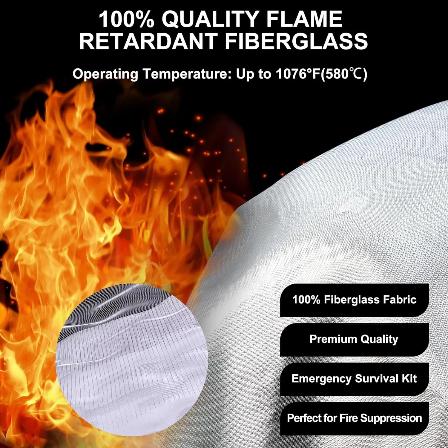 Emergency Fire Blanket Fiberglass Flame Retardant Suppression Blanket for Home Kitchen Safety Survival Cover - Image 3