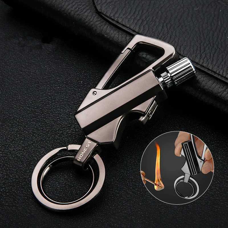Honest Carabiner Permanent Match Lighter Striker Waterproof Outdoor Survival Tool Keychain Flint Fire Starter Petrol Camping